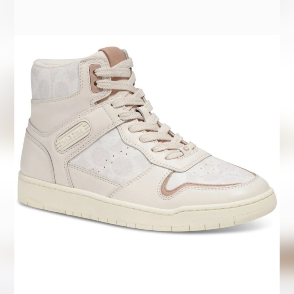 Coach Women's Cream High-Top Sneakers